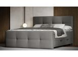 Boxspringbett FORTE "Eve inkl. zwei Bettkästen und Kaltschaum Topper", grau (anthrazit), B:146cm L:225cm, Komplettbetten, Boxspringbett, und einer 7-Zonen-Tonnentaschen-Federkernmatratze (H3)