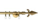Gardinenstange GARESA "RUSTIKA", gold (mattgoldfarben), L:230cm Ø:16mm, Metall, Gardinenstangen, Gardinenstange, rustikale Vorhanggarnitur, verlängerbar, m. Ringe, Endknopf Pfeil