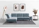 Ecksofa SIT & MORE "Cabana L-Form", blau (blaugrau), B:303cm H:84cm T:244cm, 100% Polyester, Sofas, Ecksofa, Ottomane, wahlweise mit Sitztiefen-,Armlehnen- und Kopfteilfunktion