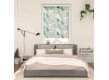 Seitenzugrollo LICHTBLICK ORIGINAL "Rollo Klemmfix, ohne Bohren, Verdunkelung, Sloths on turquoise - Grün", grün (grün, weiß), B:80cm H:150cm, Polyester, Rollos, Seitenzugrollo