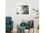 Bild QUEENCE "Donata", grau (farbe rahmen: weiß, farbe bild(er): grau), B:60cm H:50cm, Acrylglas, Holz, Papier, Bilder, Bild, Marmor, Abstrakt, gerahmt