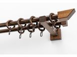 Gardinenstange GARESA "CUBUS", braun (nussbaum), L:450cm Ø:20mm, Holzwerkstoff, Gardinenstangen, Gardinenstange, Vorhanggarnitur, verlängerbar, Endknopf abgeschrägt, mit Ringe