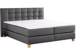 Boxspringbett HOME AFFAIRE "Moulay", grau (anthrazit), B:214cm L:231cm, Komplettbetten, Boxspringbett, inkl. Topper, in Überlänge 220 cm, 3 Härtegrade, auch in H4