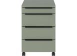 Rollcontainer GERMANIA "Mailand, mit 4 Schubladen, optional mit Schubladendämpfung", grün (taupegrün), B:42cm H:63cm T:60cm, Holzwerkstoff, Rollwagen, Rollcontainer, Utensilienfach, 42x63 cm, Made in Germany
