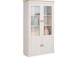 Vitrine OTTO HOME "Indra", gelb (weiß, honig), B:85cm H:145cm T:32cm, Massivholz, Schränke, Vitrine, aus massiver Kiefer, FSC, Höhe 145 cm, dezentes Ornament