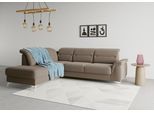 Ecksofa SIT & MORE "Sinatra L-Form", grau (taupe), B:251cm H:85cm T:220cm, 90% Polyester, 10% Polyamid, Sofas, Ecksofa, mit Ottomane, optional mit Kopfteilverstellung und Armteilfunktion