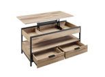 Mid.you Couchtisch, Schwarz, Hellbraun, Metall, Holzwerkstoff, 2 Schublade(n) Schubladen, rechteckig, eckig, 50x48-62x100 cm, Wohnzimmer, Wohnzimmertische, Couchtische