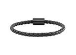 Armband CAÏ "Leder olivenblattgegerbt schwarz", schwarz, Armbänder, Herren, 21cm, Edelstahl, glänzend, matt, Armband