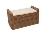 Sitzbank Genua Garderobenbank Bank Sitzhocker, mit Stauraum Kissen Kubu Rattan 88cm ~ kubu grau