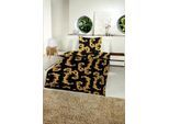 Bettwäsche GOLD-LINE "Gold-Line Bed - Goldene Ranken", gelb (bedruckt, ranken), B/L: 135cm x 200cm, 1 Stk., 1 Stk., Microfaser, B/L: 80cm x 80cm, 2 Stk., Microfaser, Obermaterial: 100% Polyester, Bettwäsche, Bettwäsche, besonders weich und anschmiegsam
