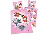 Kinderbettwäsche PAW PATROL "Paw Patrol", rosa, B/L: 135cm x 200cm, 1 Stk., 1 Stk., Renforcé, B/L: 80cm x 80cm, 2 Stk., Renforcé, Obermaterial: 100% Baumwolle, Bettwäsche, Kinderbettwäsche, mit tollem Motiv