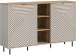 Sideboard HOME AFFAIRE "RAITA, Breite 154 cm, Front mit Desgin-Fräsung, 2 Türen, viel Stauraum", beige (kaschmir, evoke oak nachbildung), B:154cm H:95cm T:40cm, Sideboards, Sideboard, Kommode, Anrichte, Schrank, Highboard, TV-Board