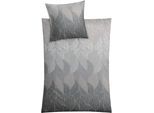 Bettwäsche KLEINE WOLKE "Jamiro", grau, B/L: 155cm x 220cm, 1 Stk., 1 Stk., Mako-Satin, B/L: 80cm x 80cm, 2 Stk., Mako-Satin, Obermaterial: 100% Baumwolle, Bettwäsche, Bettwäsche, mit Blättern