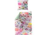 Wendebettwäsche BIERBAUM "Colorful Flowers", bunt, B/L: 155cm x 220cm, 1 Stk., 1 Stk., Mako-Satin, B/L: 80cm x 80cm, 2 Stk., Mako-Satin, Obermaterial: 100% Baumwolle, Bettwäsche, Wendebettwäsche, mit floralem Digitalprint
