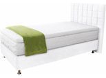 Boxspringbett, weiß, B:105cm L:210cm, Microvelours (100% Polyester);Strukturstoff (77% Polyester und 23% Viskose);Bonnell-Federkern-Matratzenbezug: 100% Polyester;Kaltschaum-Matratzenbezug: Frottee 100% Polyester, WESTFALIA SCHLAFKOMFORT, Komplettbetten, Boxspringbett