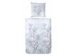 Bettwäsche PRIMERA "Dafne", grau (silbergrau), B/L: 155cm x 220cm, 1 Stk., 1 Stk., Mako-Satin, B/L: 80cm x 80cm, 2 Stk., Mako-Satin, Obermaterial: 100% Baumwolle, Bettwäsche, Bettwäsche, mit filigranen Blumen