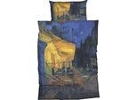 Bettwäsche GOEBEL "Nachtcafe", blau, B/L: 135cm x 200cm, 1 Stk., 1 Stk., Satin, B/L: 80cm x 80cm, 2 Stk., Satin, Obermaterial: 100% Baumwolle, Bettwäsche, Bettwäsche, außergewöhnlich