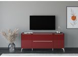 Lowboard "Reno", rot (graphit schwarz matt lack, glas bordeauxrot glanz), B:182cm H:78cm T:42cm, Glas, Holzwerkstoff, SET ONE BY MUSTERRING, Sideboards, Lowboard, Mit Winkelfuß in diversen Farben, 78 cm Höhe & Farbauswahl