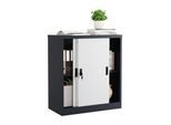 Aktenschrank VCM "Büroschrank Stahlschrank abschließbar Malivo 2fach", anthrazit, weiß, B:80cm T:40cm, Obermaterial: 100% Metall MT., Schränke, Aktenschrank