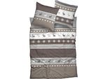 Bettwäsche CASATEX "Garmisch", beige, B/L: 135cm x 200cm, 1 Stk., 1 Stk., Biber, B/L: 80cm x 80cm, 2 Stk., Biber, Obermaterial: 100% Baumwolle, Bettwäsche, Bettwäsche, schöne Hirschmotive, Herzen und Schneekristallen