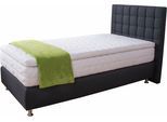 Boxspringbett, grau (anthrazit), B:105cm L:210cm, Microvelours (100% Polyester);Strukturstoff (77% Polyester und 23% Viskose);Bonnell-Federkern-Matratzenbezug: 100% Polyester;Kaltschaum-Matratzenbezug: Frottee 100% Polyester, WESTFALIA SCHLAFKOMFORT, Komplettbetten, Boxspringbett