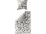 Bettwäsche JEKATEX "DALIA", grau (kitt), B/L: 135cm x 200cm, 1 Stk., 1 Stk., Mako-Satin, B/L: 80cm x 80cm, 2 Stk., Mako-Satin, Obermaterial: 100% Baumwolle, Bettwäsche, Bettwäsche, Bettwäsche-Set aus 100% Baumwolle