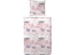 Bettwäsche PRIMERA "Spot", rosa (rosa, weiß), B/L: 155cm x 220cm, 1 Stk., 1 Stk., Flanell, B/L: 80cm x 80cm, 2 Stk., Flanell, Obermaterial: 100% Baumwolle, Bettwäsche, Bettwäsche, mit pastelligem Marmoreffekt
