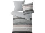 Wendebettwäsche KLEINE WOLKE "Gwen", grau (taupe), B/L: 135cm x 200cm, 1 Stk., 1 Stk., Mako-Satin, B/L: 80cm x 80cm, 2 Stk., Mako-Satin, Obermaterial: 100% Baumwolle, Bettwäsche, Wendebettwäsche, mit Streifen