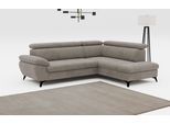 Ecksofa COTTA "Hudson L-Form, B: 256 cm", grau (elephant), B:256cm H:100cm T:207cm, Sofas, Ecksofa, mit Kopfteilverstellung, optional Bettfunktion & Bettkasten