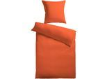 Bettwäsche KINZLER "Mikrofaser Fleece", orange (terra), B/L: 135cm x 200cm, 1 Stk., 1 Stk., Fleece, B/L: 80cm x 80cm, 2 Stk., Fleece, Obermaterial: 100% Polyester, Bettwäsche, Bettwäsche, Uni Farben, angenehm warm