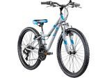 Galano GA20 Jugendfahrrad 24 Zoll Mountainbike ab 8 Jahre 130 - 145 cm 21 Gänge grau/blau