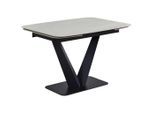 Novel Esstisch, Schwarz, Weiß, Metall, Keramik, rechteckig, eckig, Bodenplatte, 90x76x120-180 cm, ausziehbar, Esszimmer, Tische, Esstische, Esstische ausziehbar