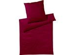 Bettwäsche YES FOR BED "Pure & Simple Uni in Gr. 135x200, 155x220 oder 200x200 cm", rot (kirsche), B/L: 200cm x 220cm, 1 Stk., 2 Stk., Mako-Satin, B/L: 80cm x 80cm & 80cm x 80cm, 3 Stk., Mako-Satin, Obermaterial: 100% Baumwolle, Bettwäsche, Bettwäsche, Bettwäsche aus Baumwolle, zeitlose Bettwäsche mit seidigem Glanz