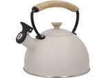 Wasserkessel LA CAFETIÈRE "La Cafetière", beige (cremefarbig), B:19cm H:19cm L:19cm, Töpfe, pfeifend, mit Holzgriff, 1,6 Liter, Induktion