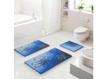 Badematte GRUND "Lusia", blau, H:20mm, Polyacryl, Badematten, Badematte, Florales Design mit sanftem Farbverlauf, 5 Jahre Garantie