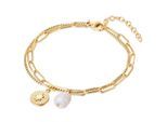 Armband VALERO PEARLS "VP789", gelbgold, Armbänder, Damen, Edelstahl, Armband, mit Süßwasser-Zuchtperle