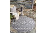 Teppich CARPET CITY "In-& Outdoorteppich Santorini 435, 3D-Effekt, Boho-Look", grau (anthrazit), H:5mm Ø:200cm, Polypropylen, Teppiche, Teppich, Wetterfest & UV-beständig für Terrasse, Balkon, Küche, Flur