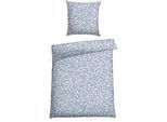 Bettwäsche SCHIESSER "Liliebeth aus weicher Baumwolle mit elegantem Blattmuster", blau (hellblau), B/L: 135cm x 200cm, 1 Stk., 1 Stk., Renforcé, B/L: 80cm x 80cm, 2 Stk., Renforcé, Obermaterial: 100% Baumwolle, Bettwäsche, Bettwäsche, Made in Green