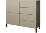 Kommode BORCHARDT MÖBEL "Haama, modern, grifflos, Metallfüße, praktisch, 2 Türen", kaschmir, B:93cm H:80cm T:35cm, Holzwerkstoff, Sideboards, Kommode, Push-To-Open, verstellbare Einlegeböden, viel Stauraum, Breite 93cm