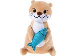 Kuscheltier HEUNEC "Otter mit Fisch", braun, Plüschfiguren, KinderH:20cm, Kuscheltier, enthält recyceltes Material, H:20cm
