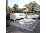 Teppich ELLE DECORATION "Meekly Wendeteppich", silber, B:160cm H:5mm L:230cm, Polypropylen, Teppiche, Teppich, Flachgewebe, In-& Outdoor, Modern, beidseitig, Balkon, Wohnzimmer