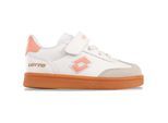 Sneaker LOTTO, Kinder, Gr. 24, weiß (weiß, papaya), Synthetik, unifarben mit Farbeinsatz, Schuhe Sneaker, - in kinderfußgerechter Passform