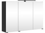 Spiegelschrank WELLTIME "SALVADA, 3D-Spiegelschrank 100 cm, gedämpfte Scharniere, LED-Lampe", schwarz, B:100cm H:64cm T:20cm, MDF, Schränke, Spiegelschrank, Schwarz, Front und Korpus aus hochwertigen MDF, Anti-Finger-Print