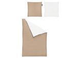 Wendebettwäsche IRISETTE "Jessica", beige (natur), B/L: 155cm x 220cm, 1 Stk., 1 Stk., Mako-Satin, B/L: 80cm x 80cm, 2 Stk., Mako-Satin, Obermaterial: 100% Baumwolle, Bettwäsche, Wendebettwäsche, zeitlose Instagram-Blogger-Kollektion