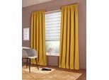 Vorhang OTTO HOME "Raja, Gardinen mit Kräuselband, Vorhänge Wohnzimmer" Gr. 4, grau (messingfarben), B:140cm H:245cm, Polyester, Recyceltes Material, Gardinen, Vorhang, 2er-Set, Bestseller, einfarbig, modern, pflegeleicht, Mikrofaser, Topseller