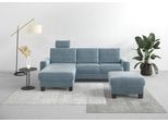 Ecksofa HOME AFFAIRE "Summer L-Form", blau (blau, grau), B:249cm H:91cm T:164cm, 100% Polyester, Sofas, Ecksofa, mit Recamiere, mit oder ohne Bettfunktion und Bettkasten, Cord-Bezug