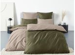 Bettwäsche OTTO HOME "Mila2", grün (grün, beige), B/L: 135cm x 200cm, 1 Stk., 1 Stk., Mako-Satin, B/L: 80cm x 80cm, 2, Mako-Satin, Obermaterial: 100% Baumwolle, Bettwäsche, Bettwäsche, Mako-Satin aus 100% Baumwolle, Größe ab 135x200 cm