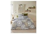 Bettwäsche HEINE HOME Gr. 5, steingrau, sand, bedruckt, B/L: 135cm x 200cm, Renforcé, B/L: 40cm x 80cm, 2 tlg., Renforcé, 100% Baumwolle, Bettwäsche, Bettwäsche