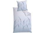 Bettwäsche DYCKHOFF "Soft Pastel", blau, B/L: 155cm x 220cm, 1 Stk., 1 Stk., Flanell, B/L: 80cm x 80cm, 2 Stk., Flanell, Obermaterial: 100% Baumwolle, Bettwäsche, Bettwäsche
