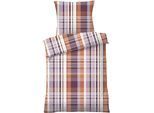 Bettwäsche DYCKHOFF "Chester", bunt (mauve), B/L: 135cm x 200cm, 1 Stk., 1 Stk., Satin, B/L: 80cm x 80cm, 2 Stk., Satin, Obermaterial: 100% Baumwolle, Bettwäsche, Bettwäsche